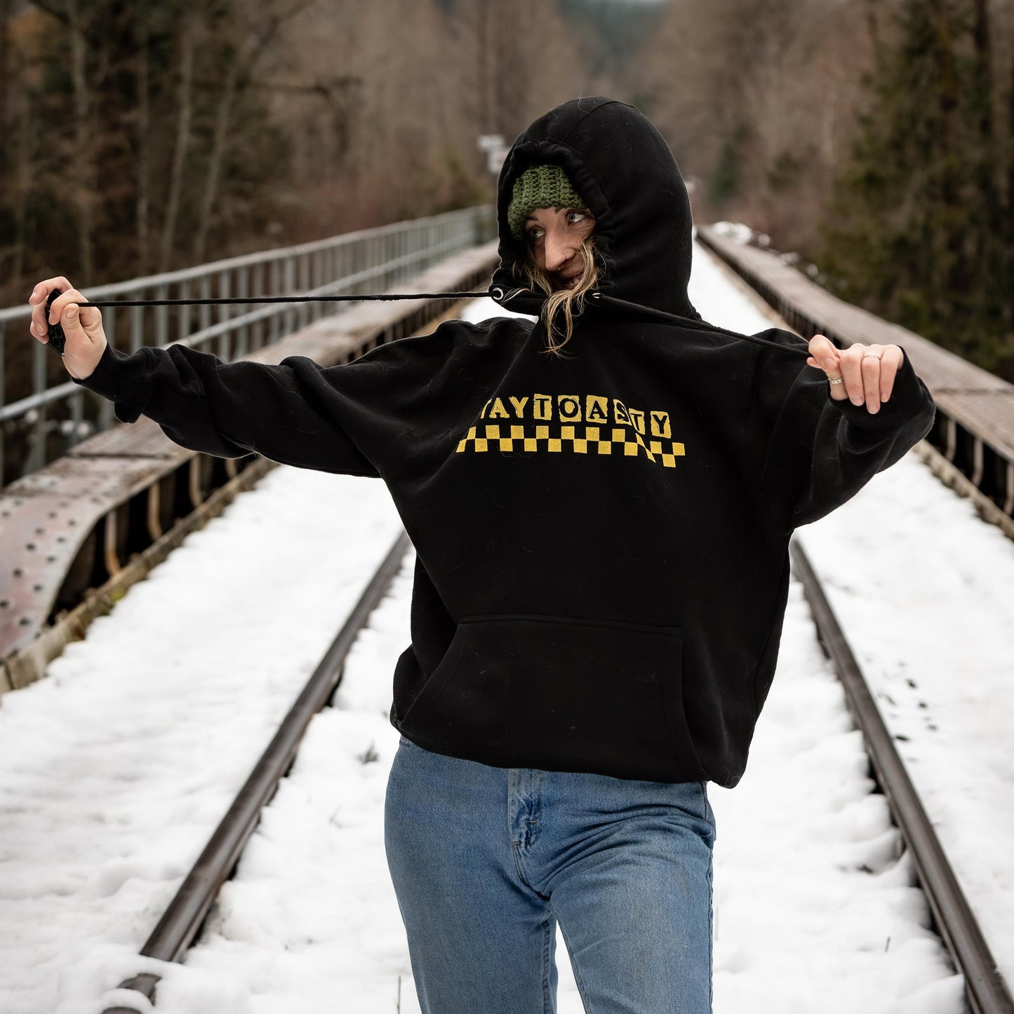 Wave Check Three-Panel Fleece Hoodie